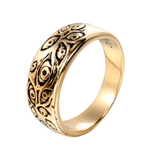 Men's Vintage Engraved Eye of God Ring Black Gold Silver Tone - color: Gold