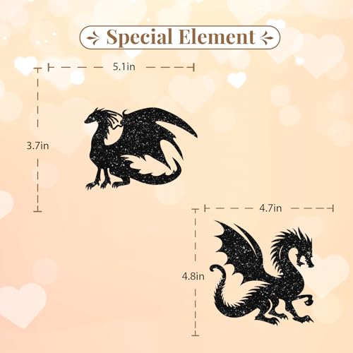 Dragon Wedding Cake Topper, Mr & Mrs Cake Decor, Black Glitter Dragons Couple Silhouette Cake Topper for Storybook Wedding Party Decoration - style: Dragon