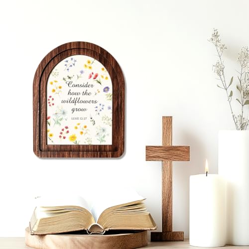 Consider How The Wildflowers Grow Wood Plaque Signs，Christian Desk Decor