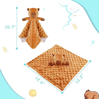 Loveys for Babies, Brown Capybara Baby Security Blankets - color: Brown Capybara