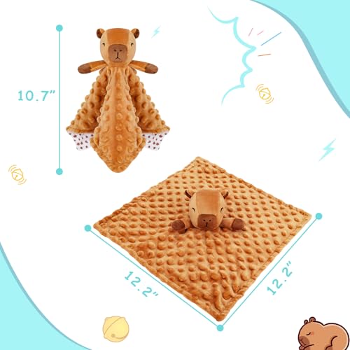 Loveys for Babies, Brown Capybara Baby Security Blankets - color: Brown Capybara
