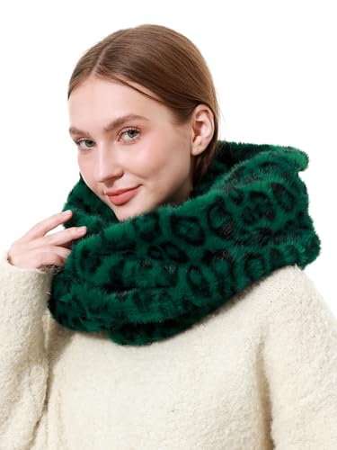 LA CARRIE Womens Leopard Print Infinity Scarf Loop Circle Neck Warmer - color: Leopard Green