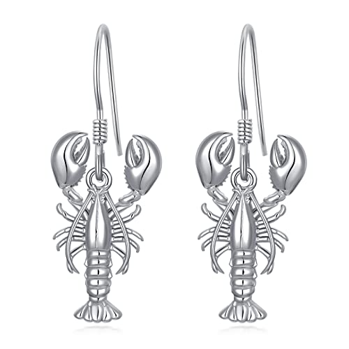 Crab/Mushroom/Lobster/Bat/Angler Fish/Tiger/Elephant/Jellyfish/Flamingo/Scorpion Earrings Dangling Sterling Silver Created Blue Opal Earrings Jewelry Gifts for Women Girls… - style: Lobster