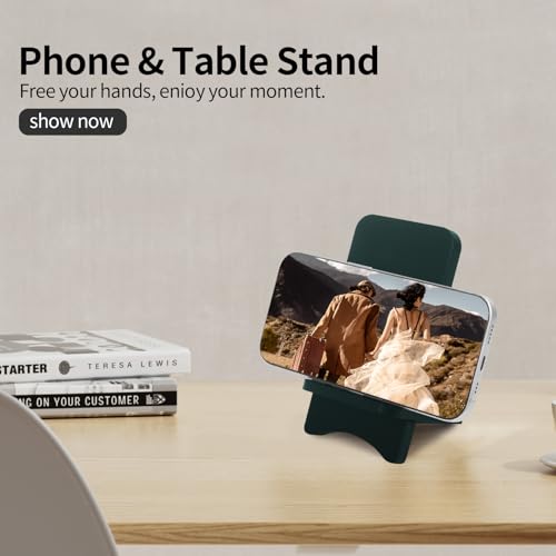 LUCKY BEAN Wood Phone Stand, Desktop Wooden Phone Holder, Portable Phone Stand for Desk, Compatible with iPhone & All Cell Phones (Green) - color: Green