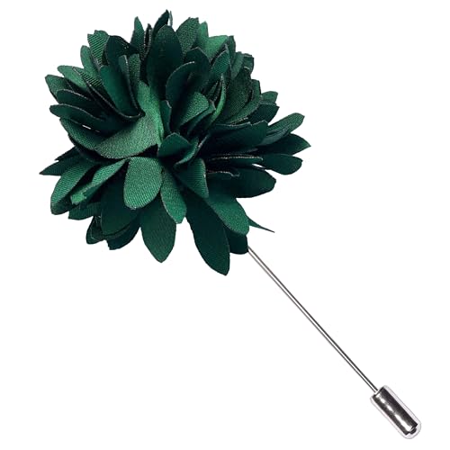 Branduce 3.15"（8cm） Mens Tie and Lapel Pin Solid Necktie Handkerchief Tie Clip Set for Men - color: Hunter Green