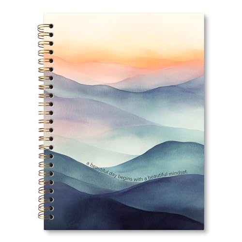 Inspirational Notebook Journal, Inspirational Gifts Journal for Women, Nature Mountain Landscape Aesthetic Motivational Notebooks for Note Taking, Spiral Notebook 5.5x8.3 Inch - color: A beautiful day