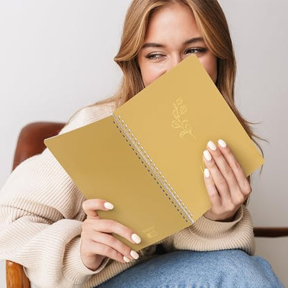 ZICOTO Aesthetic Spiral Notebook Set of 3 - Cute 8x6 College Ruled Journals - color: rose-mustard-emerald, size: Medium 8x6