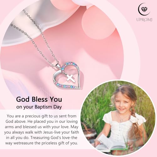 UPROMI Cross Necklace for Girls Back to School Baptism Graduation Gifts - style: God bless you