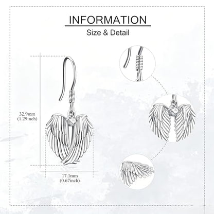 Angel Wing Earrings for Women 18K White Gold Plating Dangle Drop Earrings Jewelry Gifts