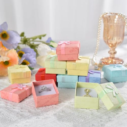 AQUEENLY 24 PCS Ring Boxes Mini Jewelry Gift Box for Ring Earring Pendant - size: 1 Count (Pack of 24)