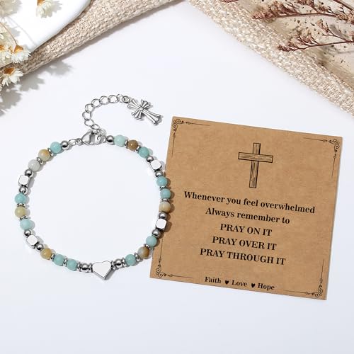 TONY & SANDY Christian Gifts for Women, Religious Cross Bracelet Faith Jewelry, Confirmation Baptism Christmas Birthday Gifts for Women, Unique Gifts for Teens Girls Kids Adults - style: Pray on it