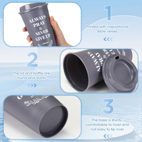 Skylety 20 Pack Christian Gifts Bulk 16oz Bible Verse Tumbler with Lids - color: Gray