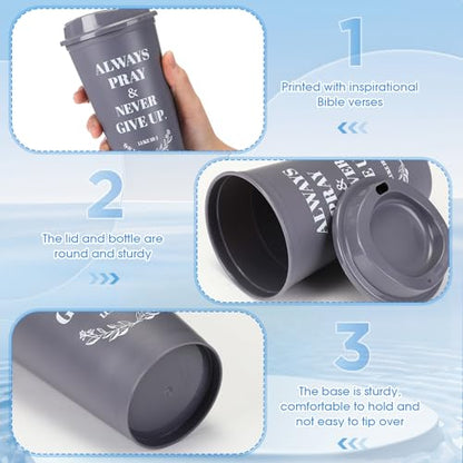 Skylety 20 Pack Christian Gifts Bulk 16oz Bible Verse Tumbler with Lids - color: Gray