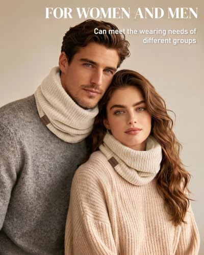 Chalier Infinity Scarf Neck Warmer, Fleece Lined Winter Scarves - color: A-khaki