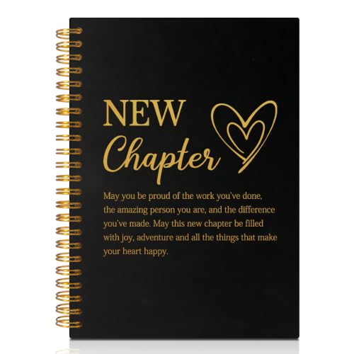 New Chapter Hardcover Spiral Notebook, Funny 160 Pages Journal Lined Notebook for Coworker, New Beginning Retirement Gifts for Colleague, New Chapter Journal Beginning Gifts for Employee Boss - color: Black110