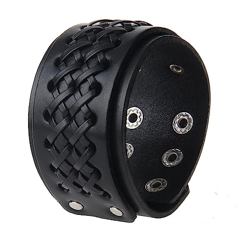 Jeilwiy Punk Rock Gothic Black Rivet Leather Spiked Necklace Collar Neckband Leather Choker Necklace for Women Mom Gifts Adjustable - color: Handmade Leather Bracelet
