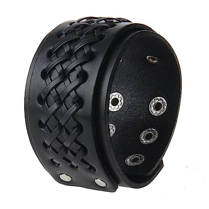 Jeilwiy Punk Rock Gothic Black Rivet Leather Spiked Necklace Collar Neckband Leather Choker Necklace for Women Mom Gifts Adjustable - color: Handmade Leather Bracelet