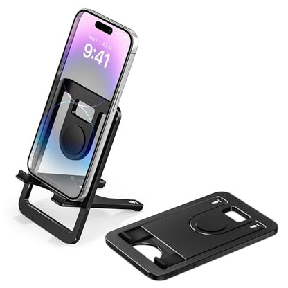 Itramax Phone Stand for Desk Foldable Desktop Holder Adjustable Phone Mount - color: Black – for Phone (Max 400g)