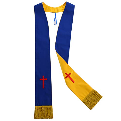 BLESSUME Church Clergy Pastor Reversible Stole - color: Blue and Yellow