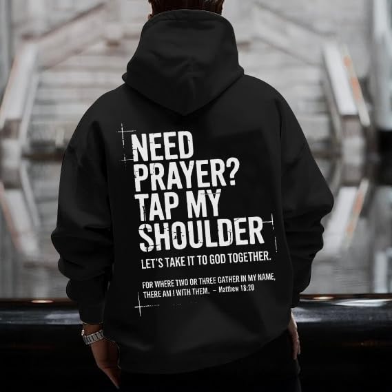 Christian Hoodies for Men Jesus Cross Casual Tops - color: Black, size: XX-Large