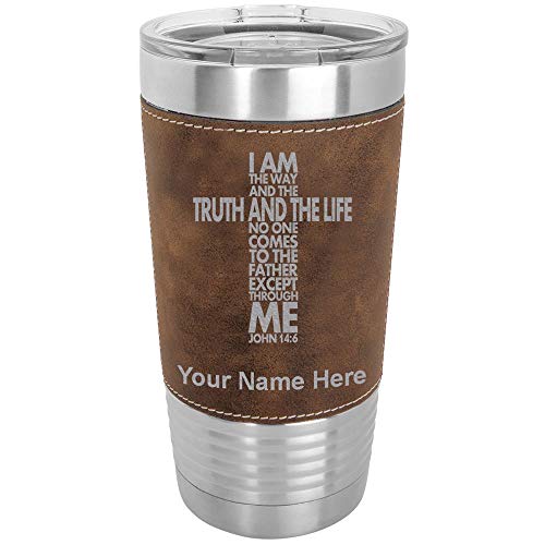 LaserGram Personalized 20oz Tumbler, Bible Verse John 14-6 (Rustic) - color: Rustic