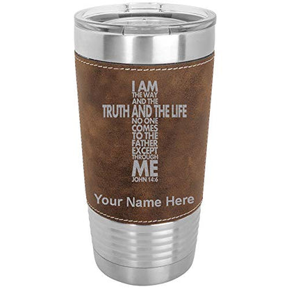 LaserGram Personalized 20oz Tumbler, Bible Verse John 14-6 (Rustic) - color: Rustic