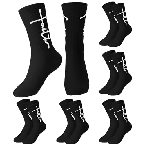 Cutecrop 6 Pairs Christian Faith Socks for Youth Religious Crew Socks - color: Black