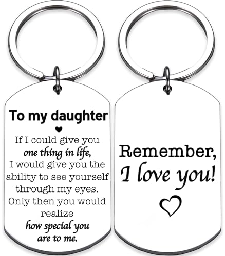 Rosa Vila Keychains For Women & Men, Gifts For Mom, Bonus Mom, Aunt, Sister, Dad, Grandma, Nurse, Teens, Coach, Teacher Pilot - style: To My Daughter Keychain
