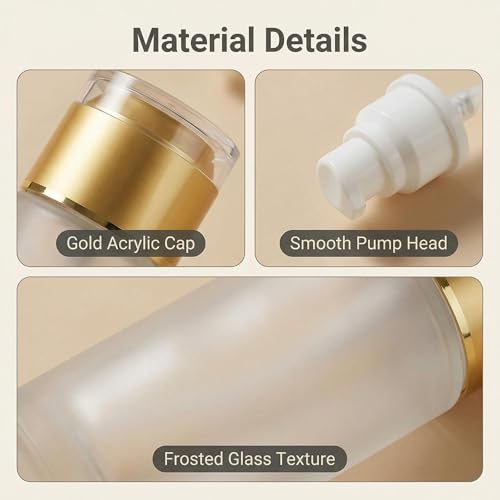 3Pack 80ml/2.7oz Empty Frosted Glass Refillable Pump Bottles, Portable Travel Cosmetic Dispenser Containers for Lotion, Cream, Gel, Foundation, Emulsion and Essential Oils - size: 80ml
