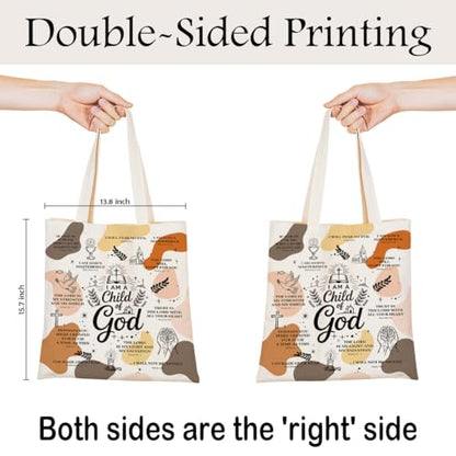 Christian Canvas Tote Bag for Women, Inspirational Faith Shoulder Bag - color: God 02