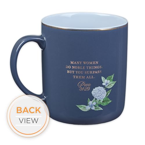 Christian Art Gifts Large Ceramic Coffee Scripture Mug for Mothers - color: Purple & Blue Floral/Love That You're My Mom