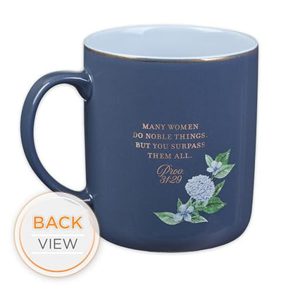Christian Art Gifts Large Ceramic Coffee Scripture Mug for Mothers - color: Purple & Blue Floral/Love That You're My Mom