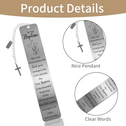 Christian Baptism Bookmark Gift, Metal Bible Marker for First Communion - style: Christian Baptism