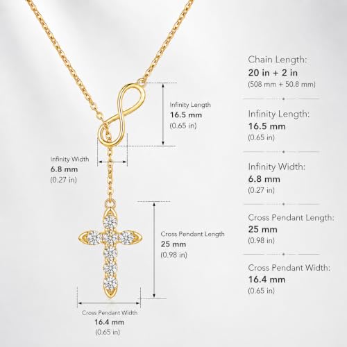 Cross Necklace 18k Gold Plated Christian Faith Jewelry Gift for Women - color: Infinity-Gold