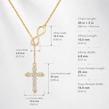 Cross Necklace 18k Gold Plated Christian Faith Jewelry Gift for Women - color: Infinity-Gold