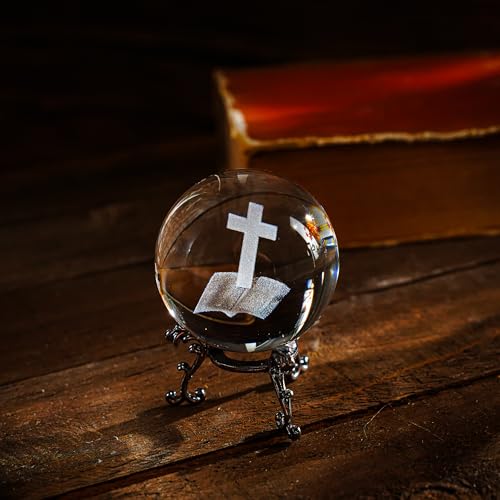 ZEERSHEE 3D Laser Cross Crystal Ball Christian Gift Religious Home Decor - style: Holy Bible