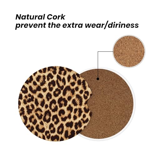 Leopard Print Car Cup Holder Coasters 2 Pack 2.63" for Women - color: Brown
