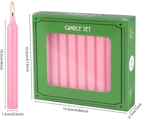 Pliadvbu Set of 20, 4 Inch Tall Unscented Rituals Candles for Altar Meditation Supplies RitualsTaper Candle (Pink, Set of 20) - color: Pink, size: Set of 20