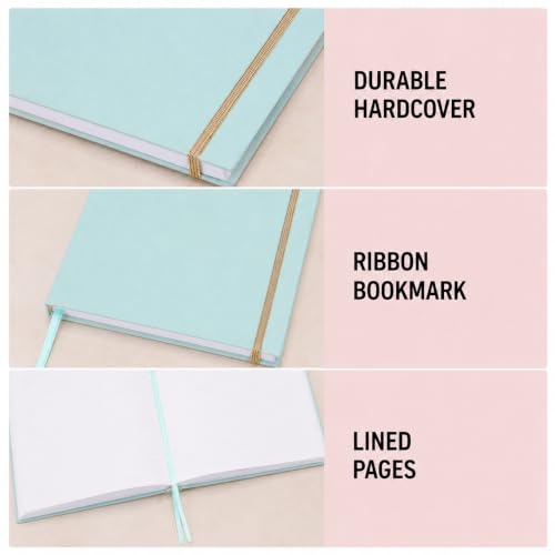 WORLD TRAVELER Large Lined Journal Notebook 256 Ruled White & Ivory Pages - color: Bookcloth Notes