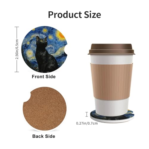 Cat 2 Pack Car Cup Holder Coasters Absorbent Ceramic Drink Coasters - color: Red