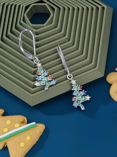 Dorunmo 925 Sterling Silver Dangle Drop Earrings for Women Holiday Earrings Hypoallergenic Halloween Christmas Jewelry Festival Gifts for Women - style: Christmas Tree-01