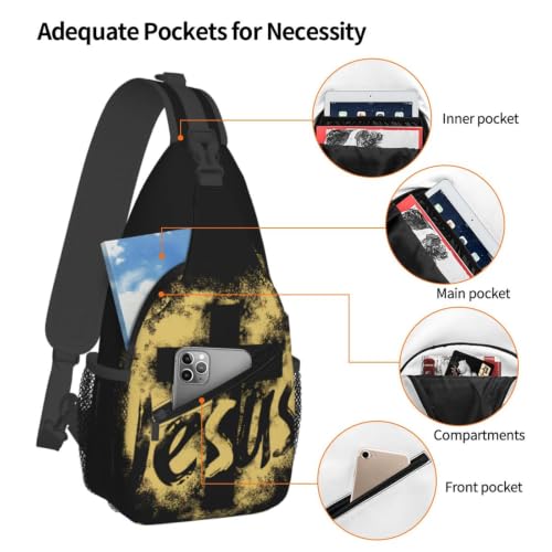 Jesus Cross Sling Backpack Travel Hiking Daypack Crossbody Sling Bag Adjustable Chest Shoulder Bag For Men Women - color: Jesus Cross 1