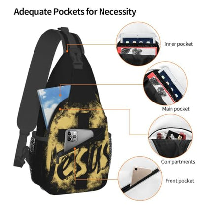 Jesus Cross Sling Backpack Travel Hiking Daypack Crossbody Sling Bag Adjustable Chest Shoulder Bag For Men Women - color: Jesus Cross 1