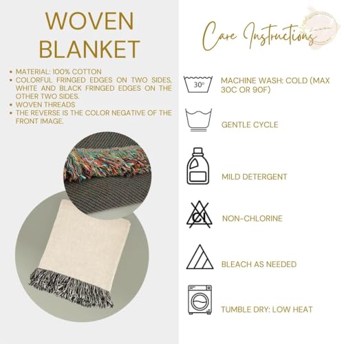 Chillever Personalized Monogram Woven Blanket with Last Name, Custom Floral Throw Blankets for Couch Bed, Cotton Anniversary Wedding Gift for Couple, New Home Housewarming Presents - color: A4