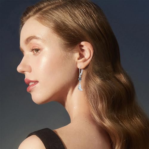 HPQQ Earrings for Women Sterling Silver Dangle Earrings Birthday Christmas Jewelry Gifts for Women Wife Mom - color: White Gold-Bat-B
