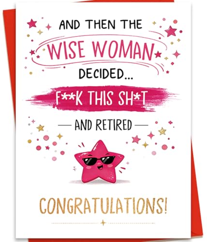 Funny Retirement Card for Women, Humorous Farewell Card - color: BK-050