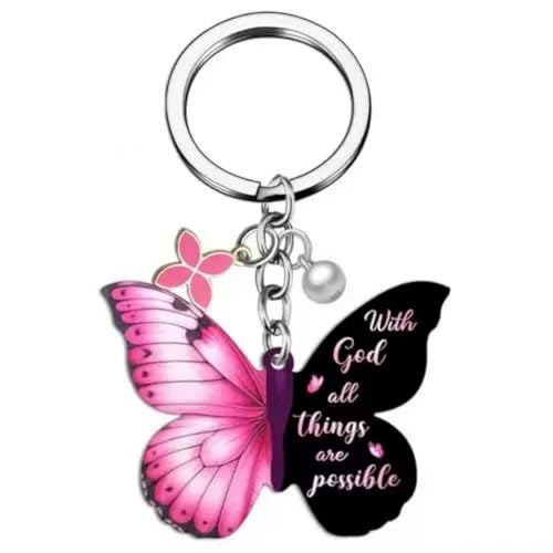 Christian Butterfly Keychain for Women Inspirational Faith Keyring with Gift Box Religious Gifts for Mom Daughter - style: Style2