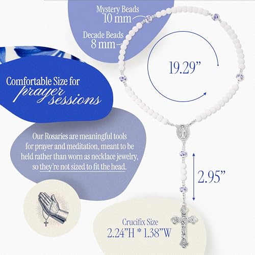 Handmade Catholic Rosary Beads - color: white