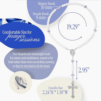 Handmade Catholic Rosary Beads - color: white