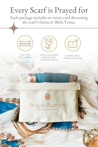 Faithfulness Prayer Scarf - Large, Lightweight Prayerfully Created Bible Verse Shawl, 35x70", Trusting God's Promises - style: Scarf With Canvas Bag